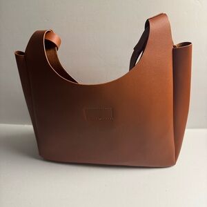 Neiman Marcus Minimalist Brown Leather Shoulder Bag